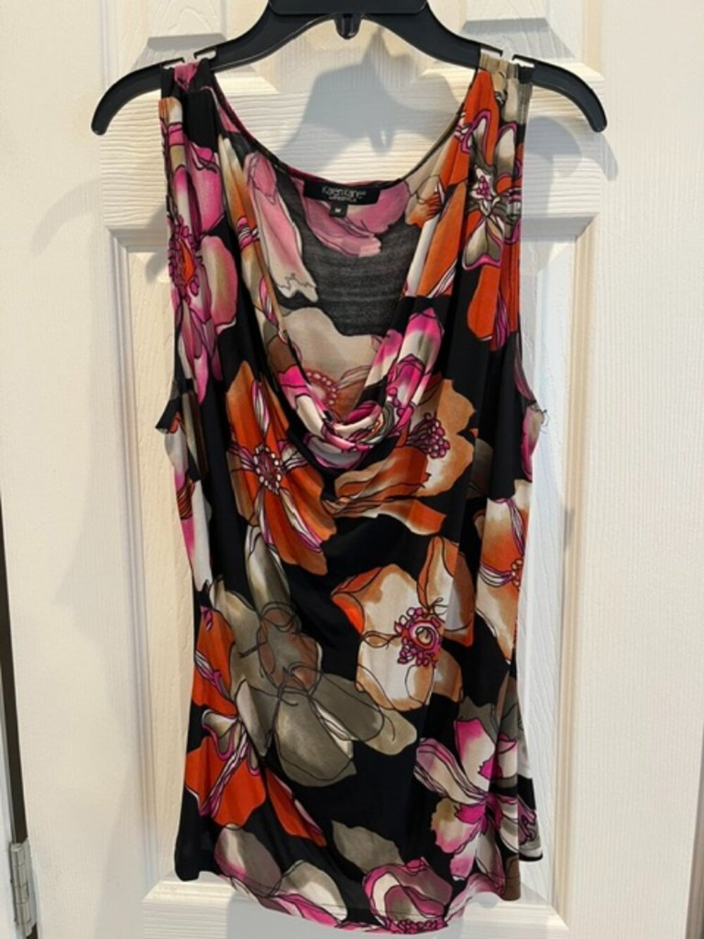 Karen Kane Lifestyle Floral Cowl Neck Sleeveless Top Size Medium